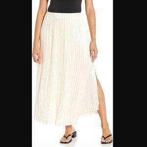 Vince Crinkle Satin Midi Skirt Size S in Cream